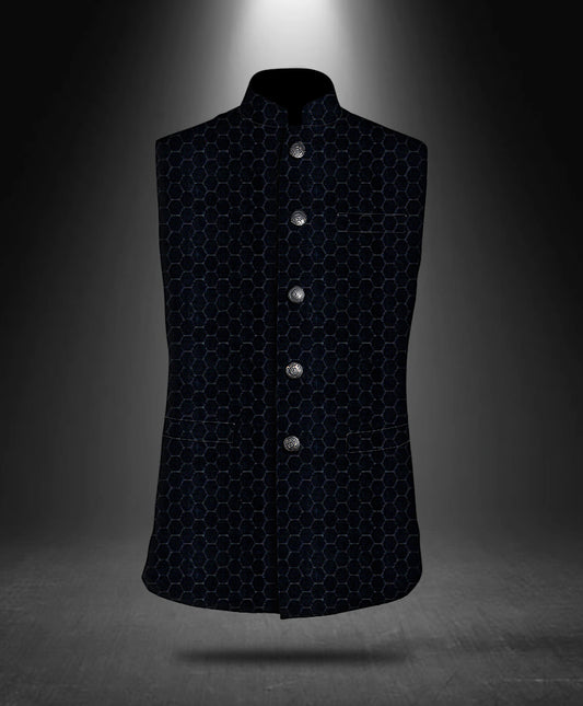 Copy of Geo Embroidered Cotton Nehru Jacket 1