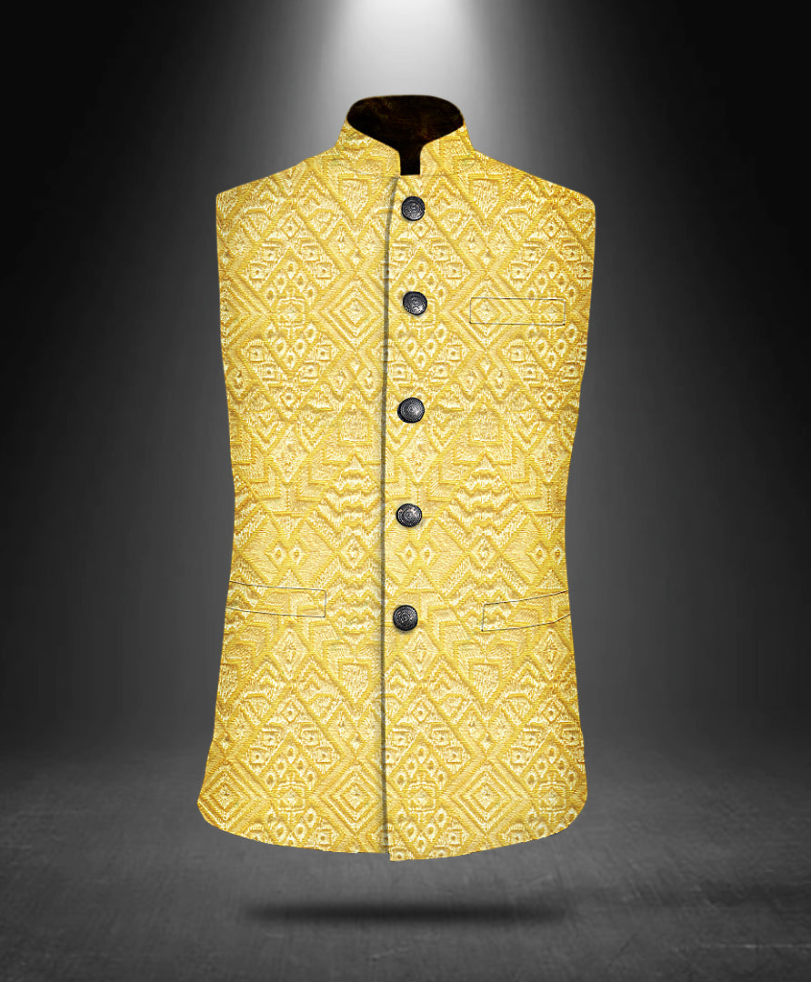 Geo Embroidered Cotton Nehru Jacket