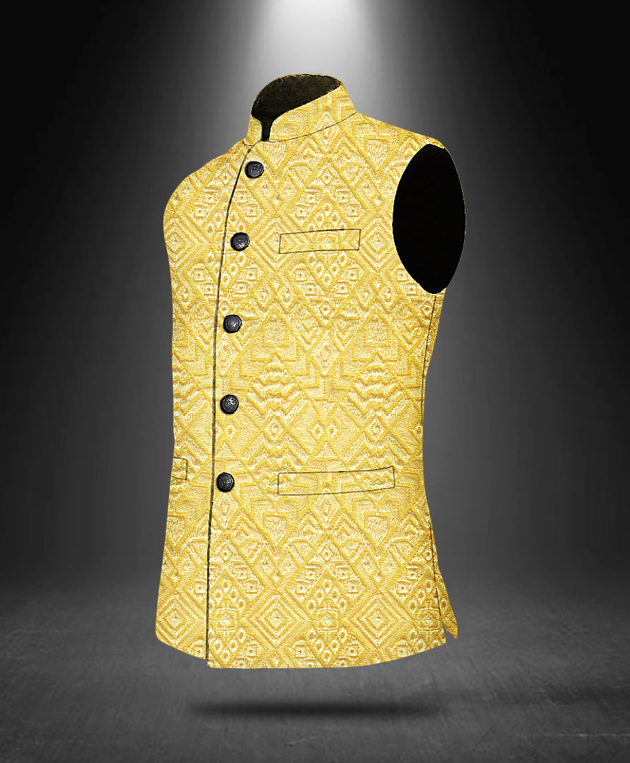 Geo Embroidered Cotton Nehru Jacket