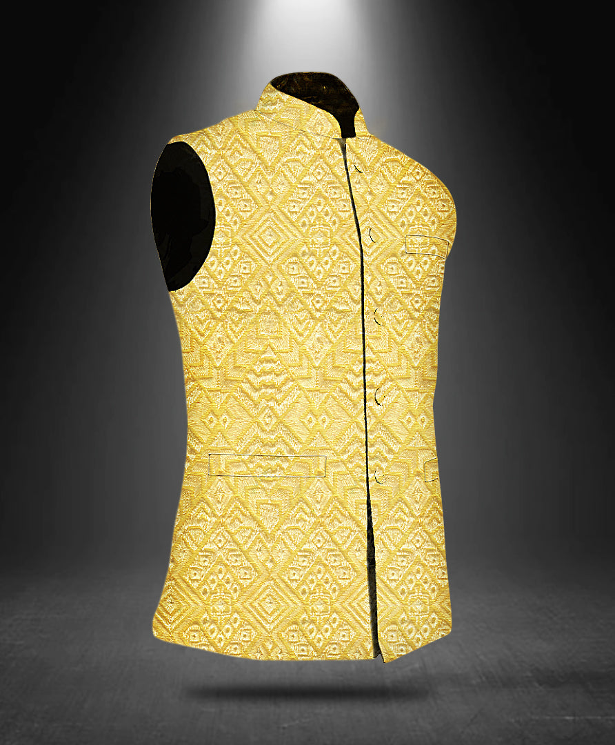 Geo Embroidered Cotton Nehru Jacket