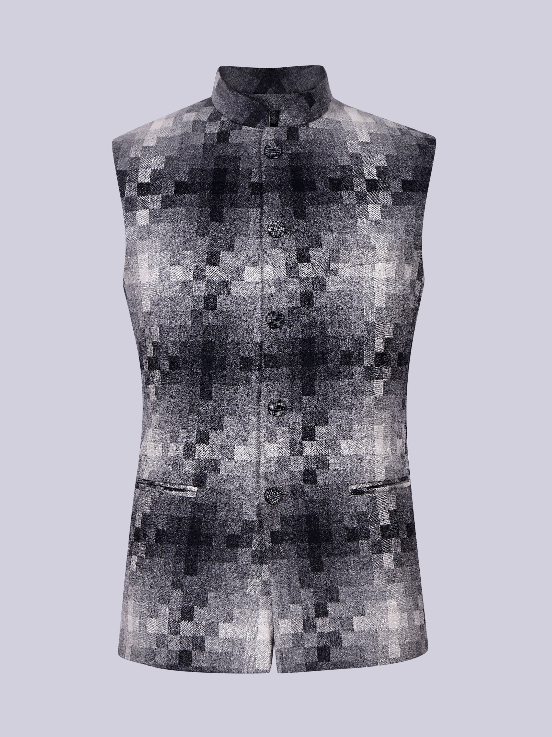 Checks woollen Nehru Jacket