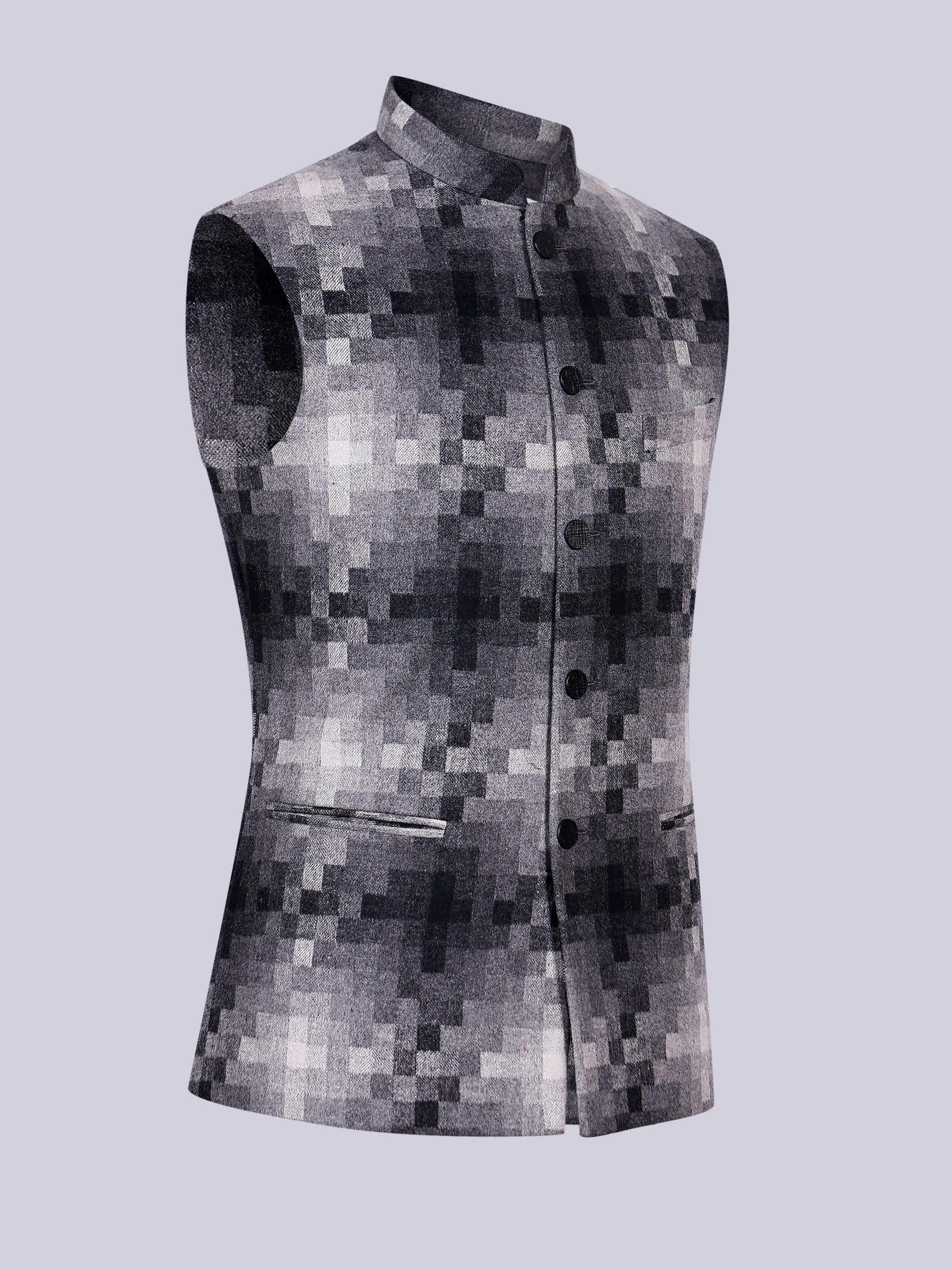 Checks woollen Nehru Jacket