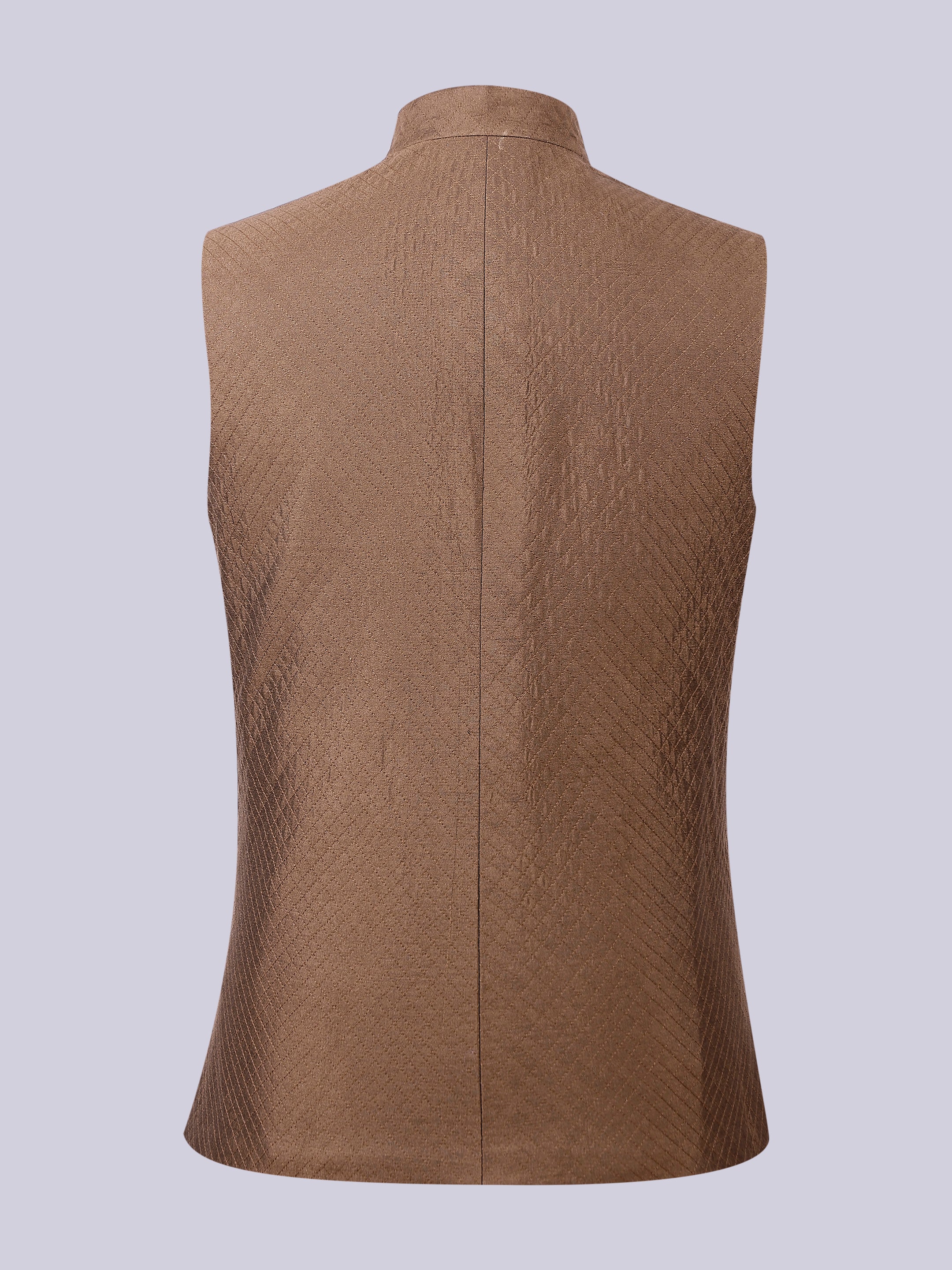 Khaki Silk Quilted Nehru jacket