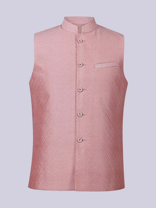 Pink silk Nehru Jacket