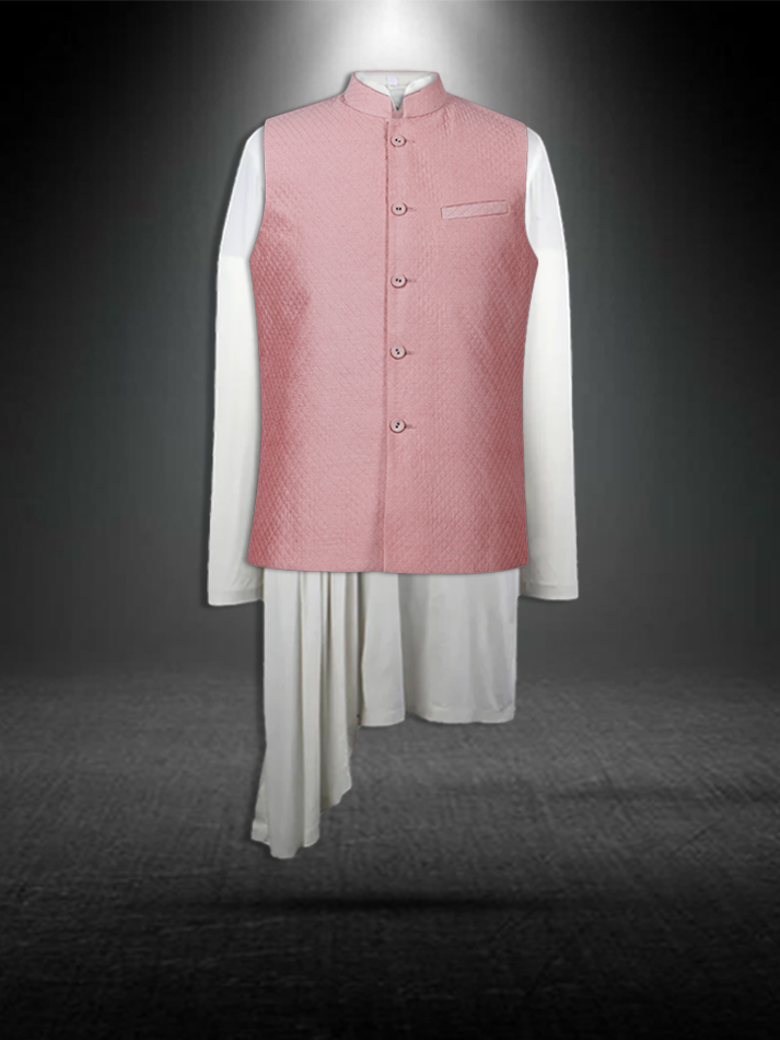 Pink silk Nehru Jacket