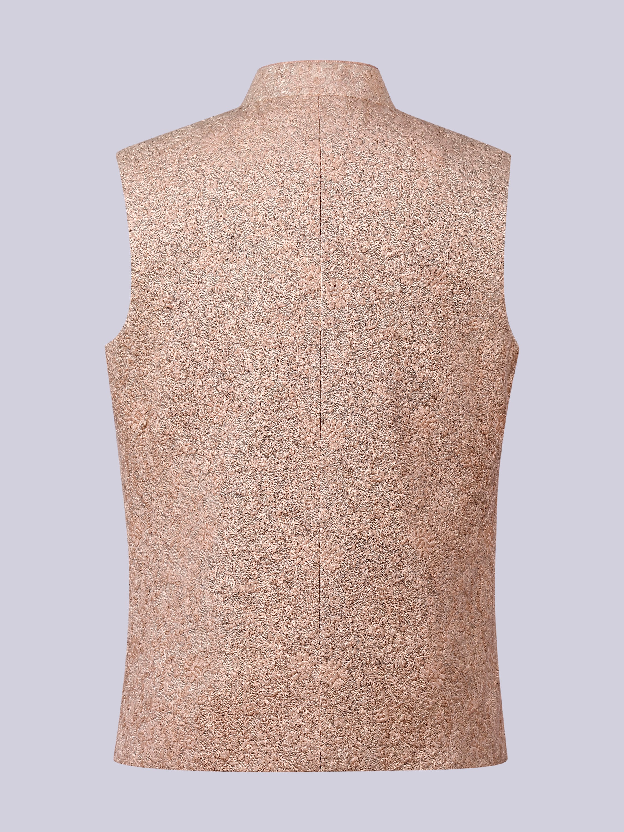 Peach self thread Embroidery Nehru Jacket