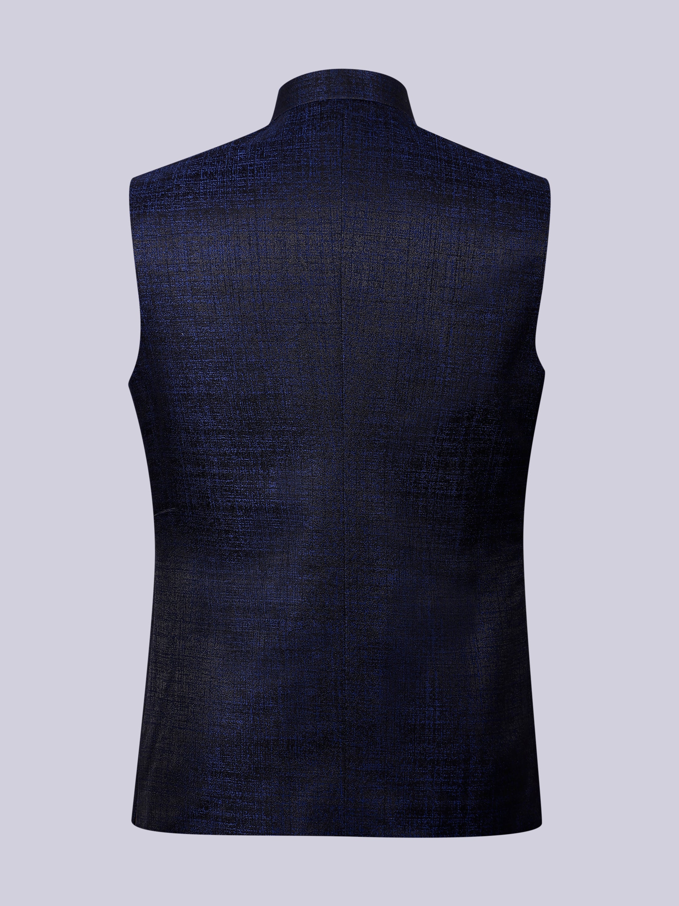 Metallic blue asymmetrical Cut Nehru jacket