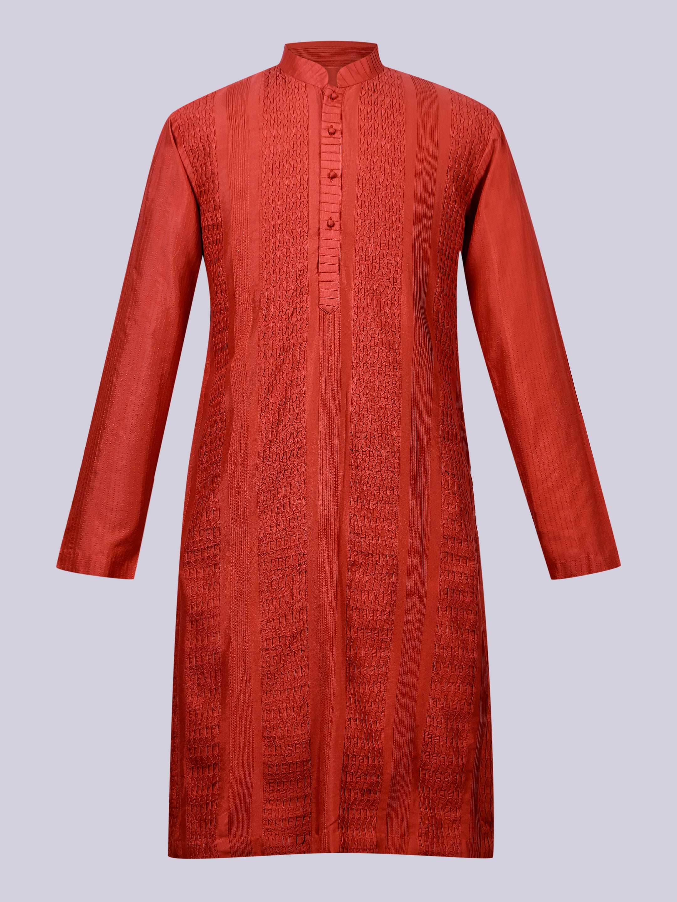 Rust Wave Pintuck Kurta