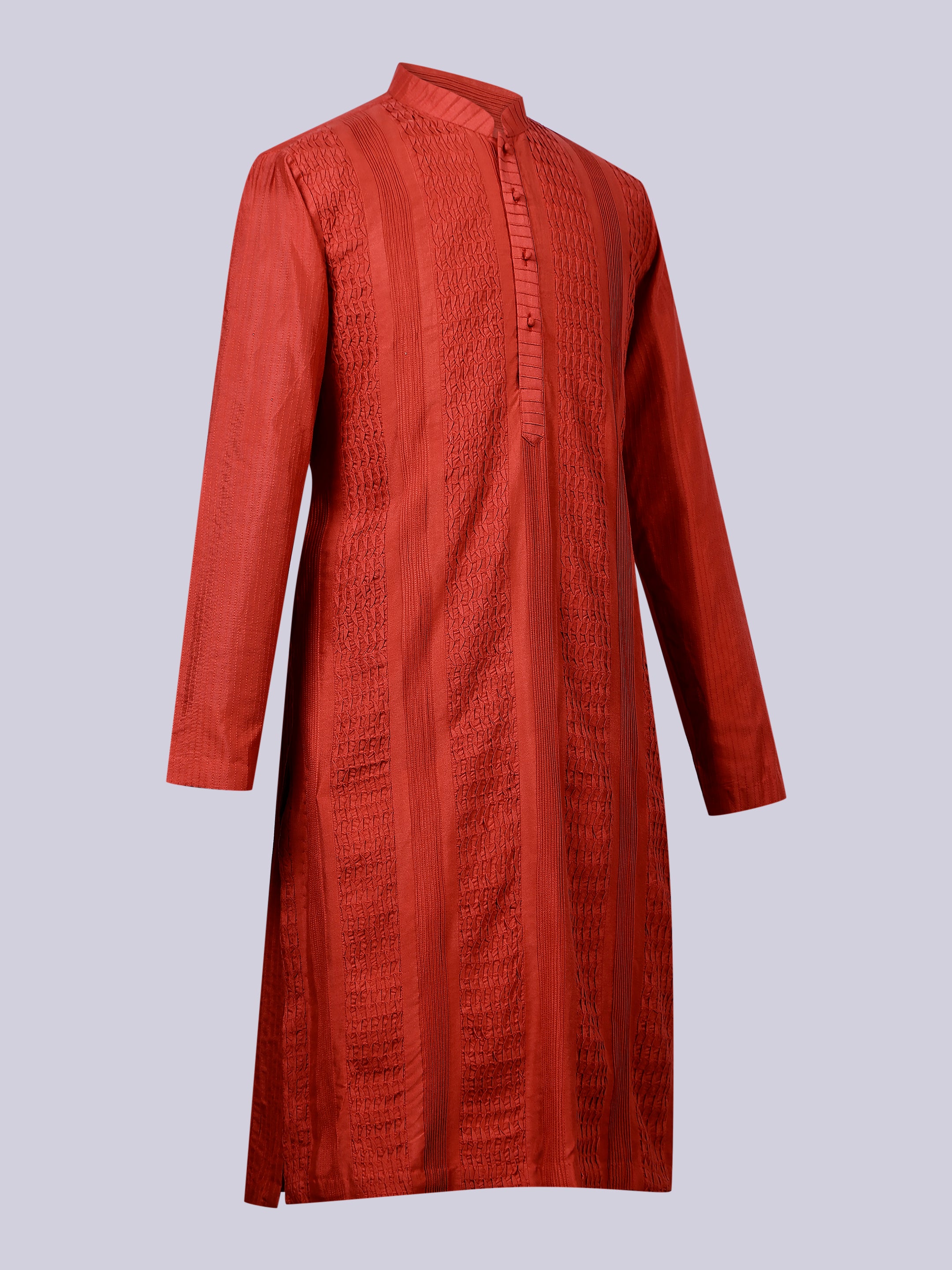 Rust Wave Pintuck Kurta