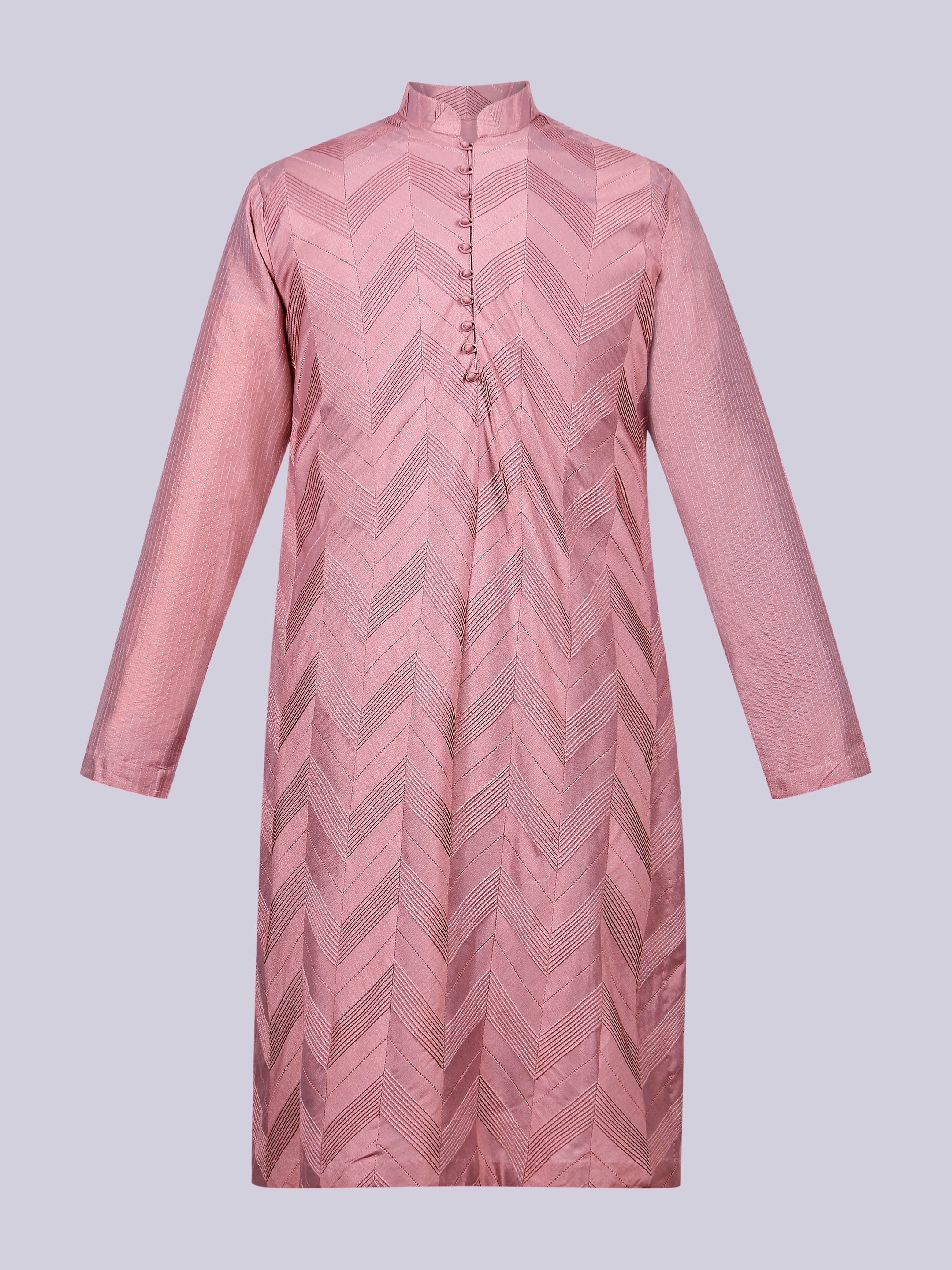 Dull Pink Zig Zag Pintuck Kurta