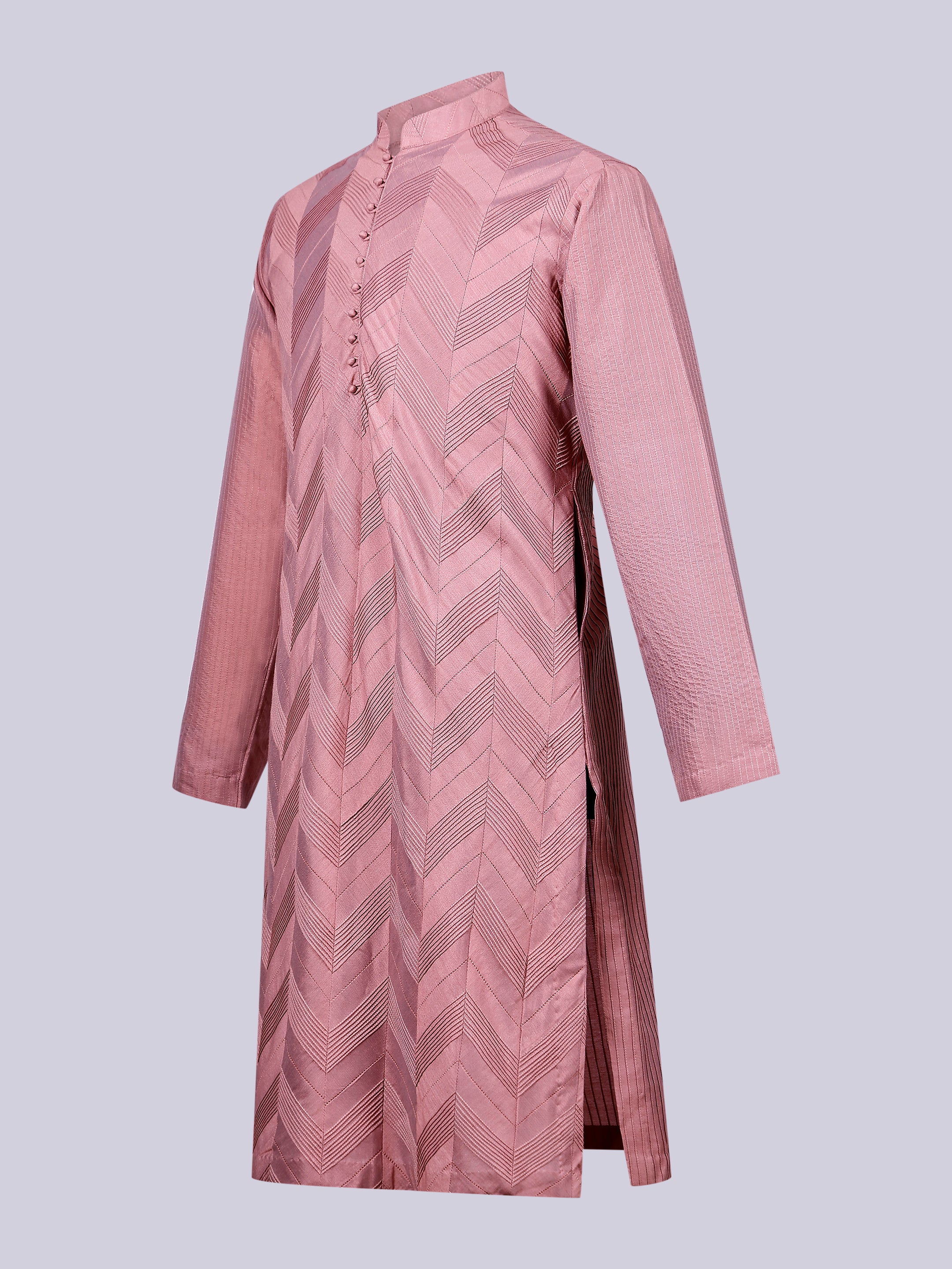 Dull Pink Zig Zag Pintuck Kurta