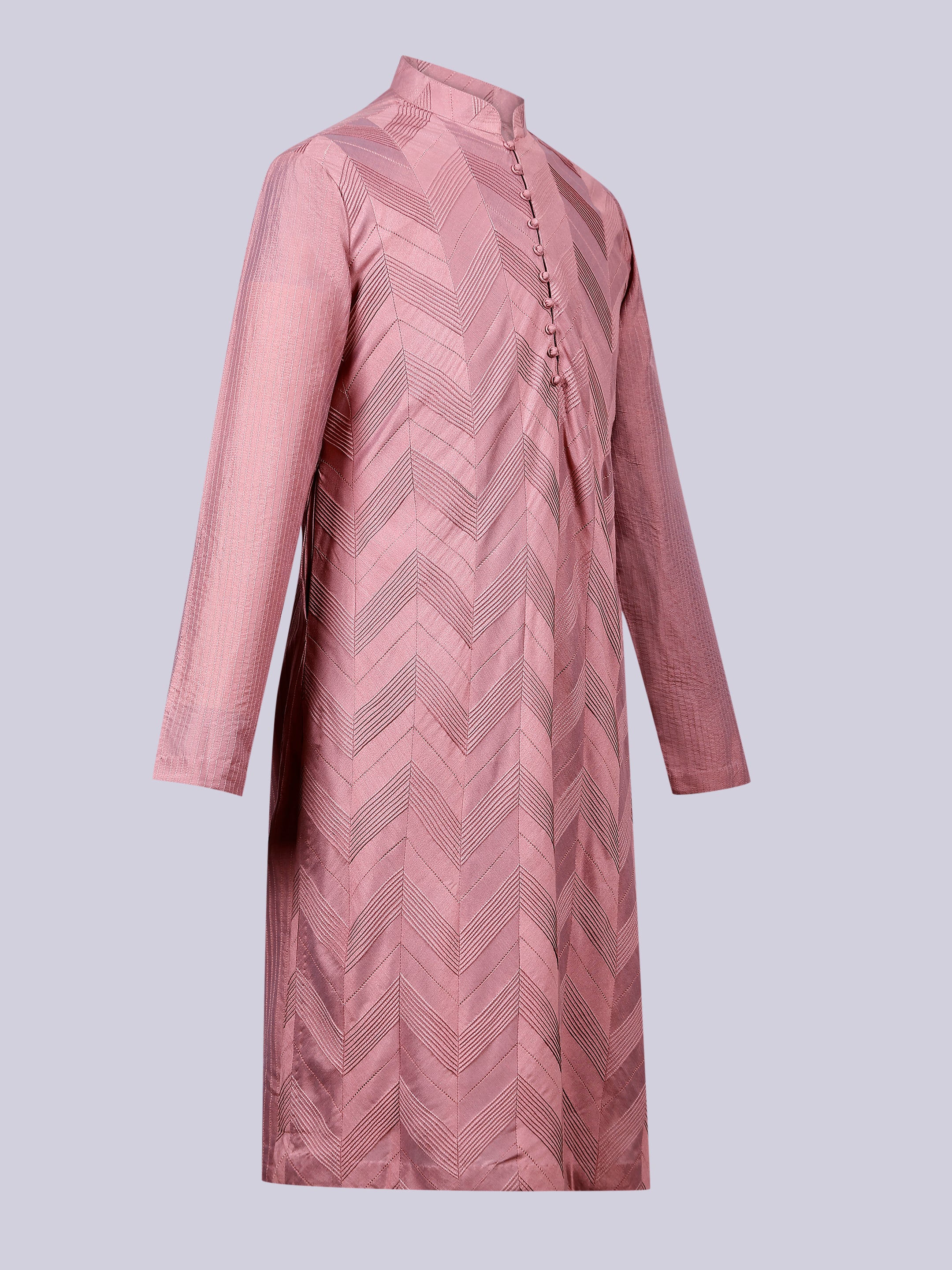 Dull Pink Zig Zag Pintuck Kurta