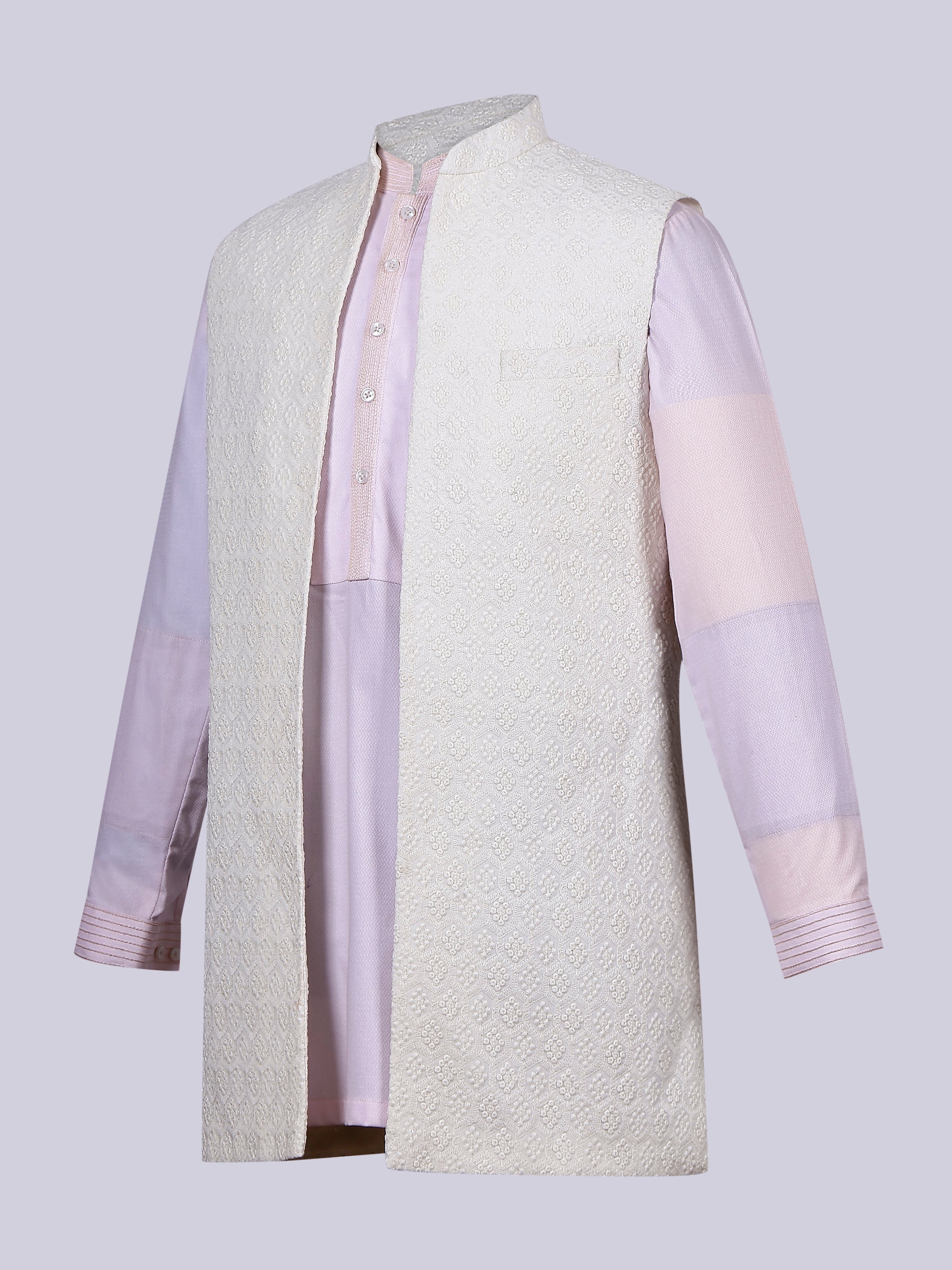 Copy of Men Off-White Side Drape Kurta __H3A0837