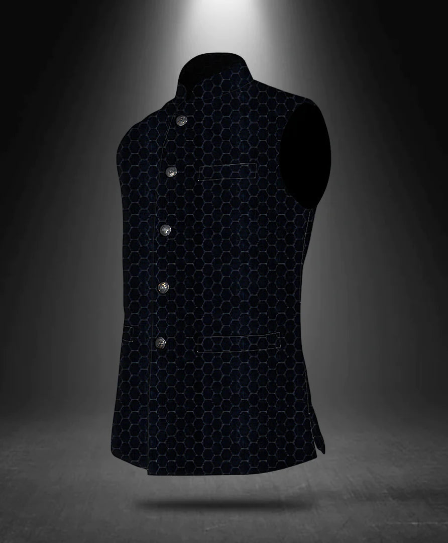 Copy of Copy of Geo Embroidered Cotton Nehru Jacket 2