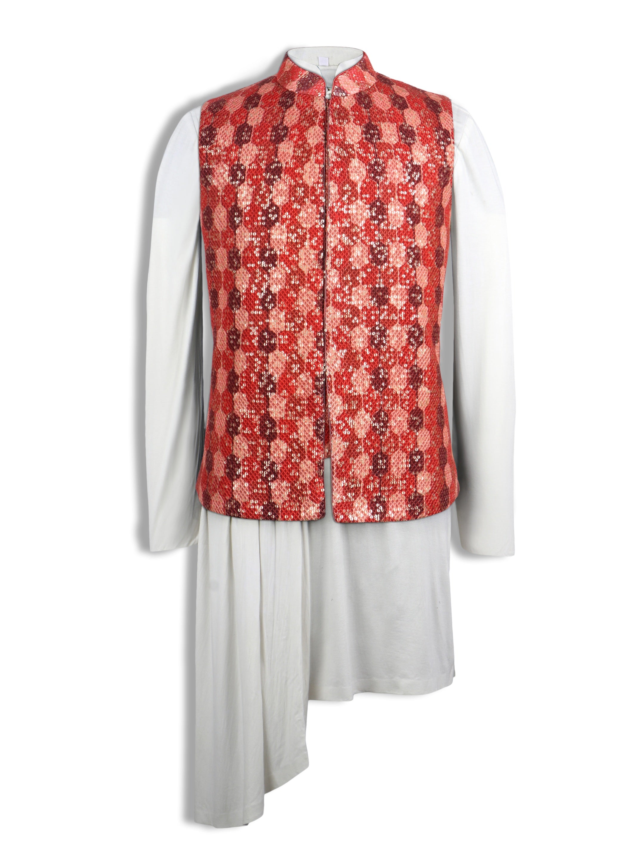 Printed Sequence Nehru Jacket