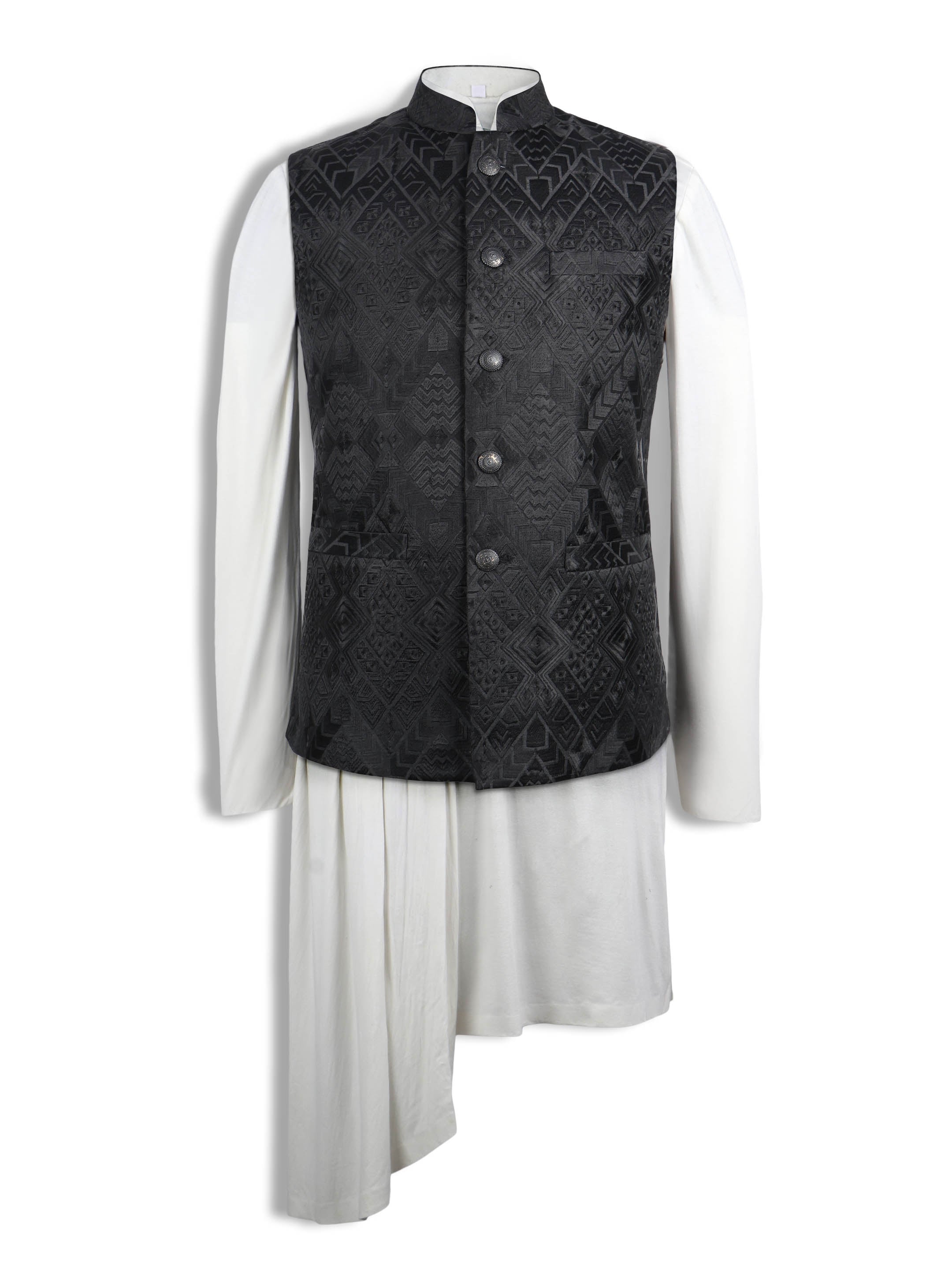 Geo Embroidered Cotton Nehru Jacket