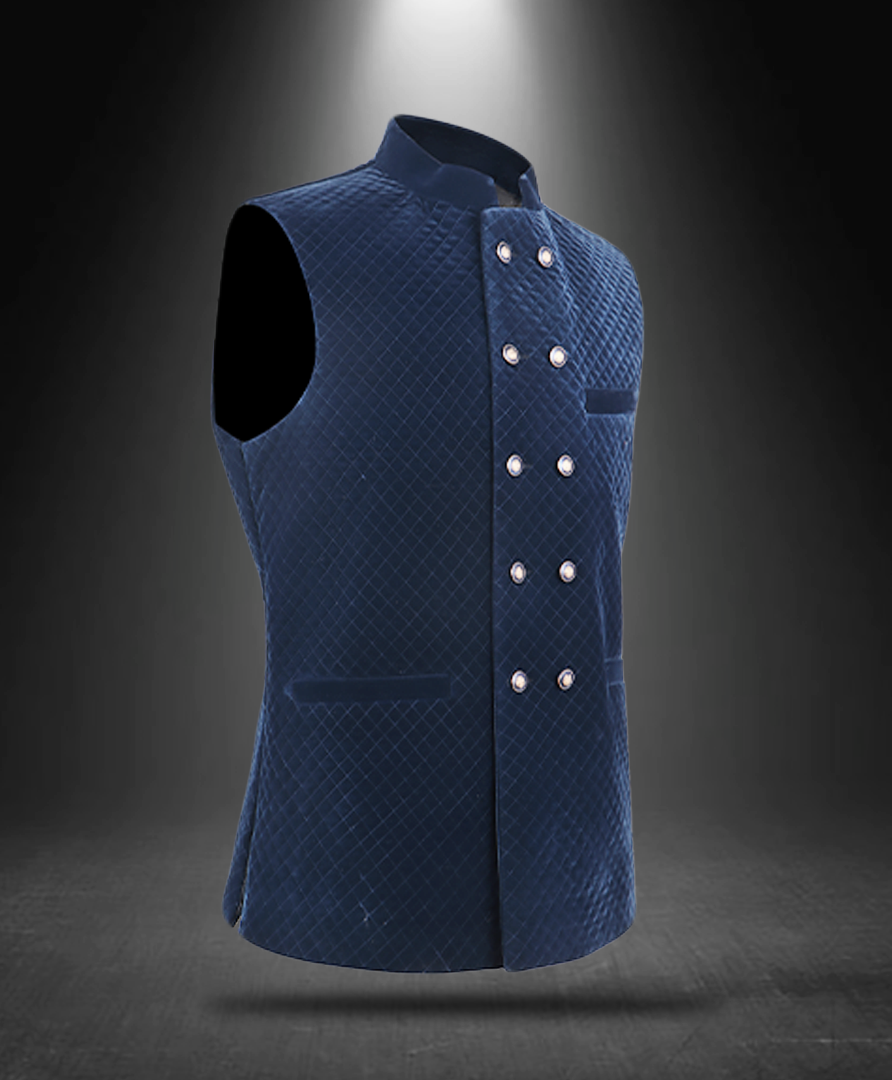 Quilted Velvet Nehru Jacket