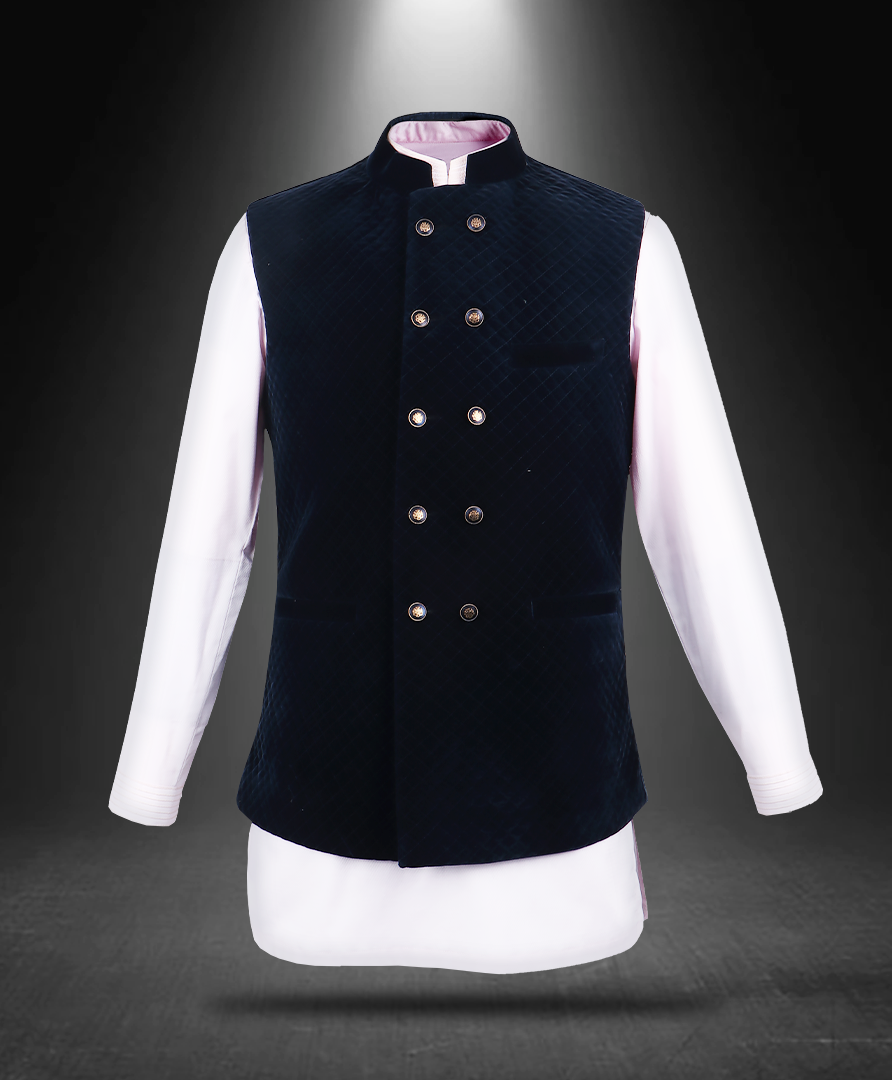 Quilted Velvet Nehru Jacket