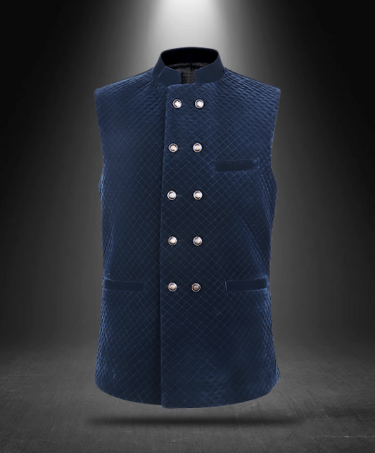 Quilted Velvet Nehru Jacket