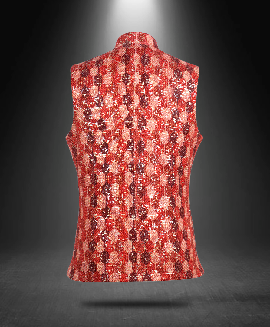 Printed Sequence Nehru Jacket