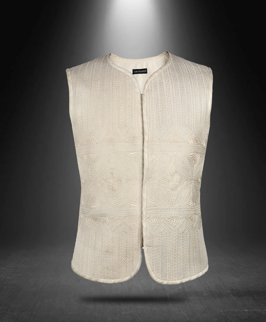 Silk Self Embroidered Waistcoat Jacket